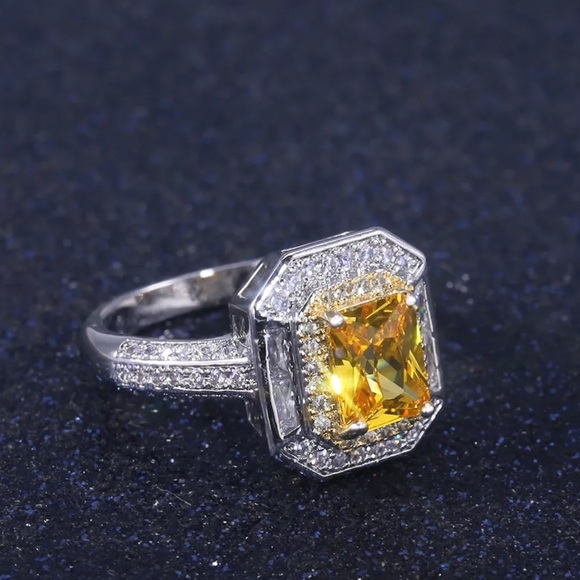 ✨Dazzling Citrine Halo Ring✨ - Picture 4 of 7